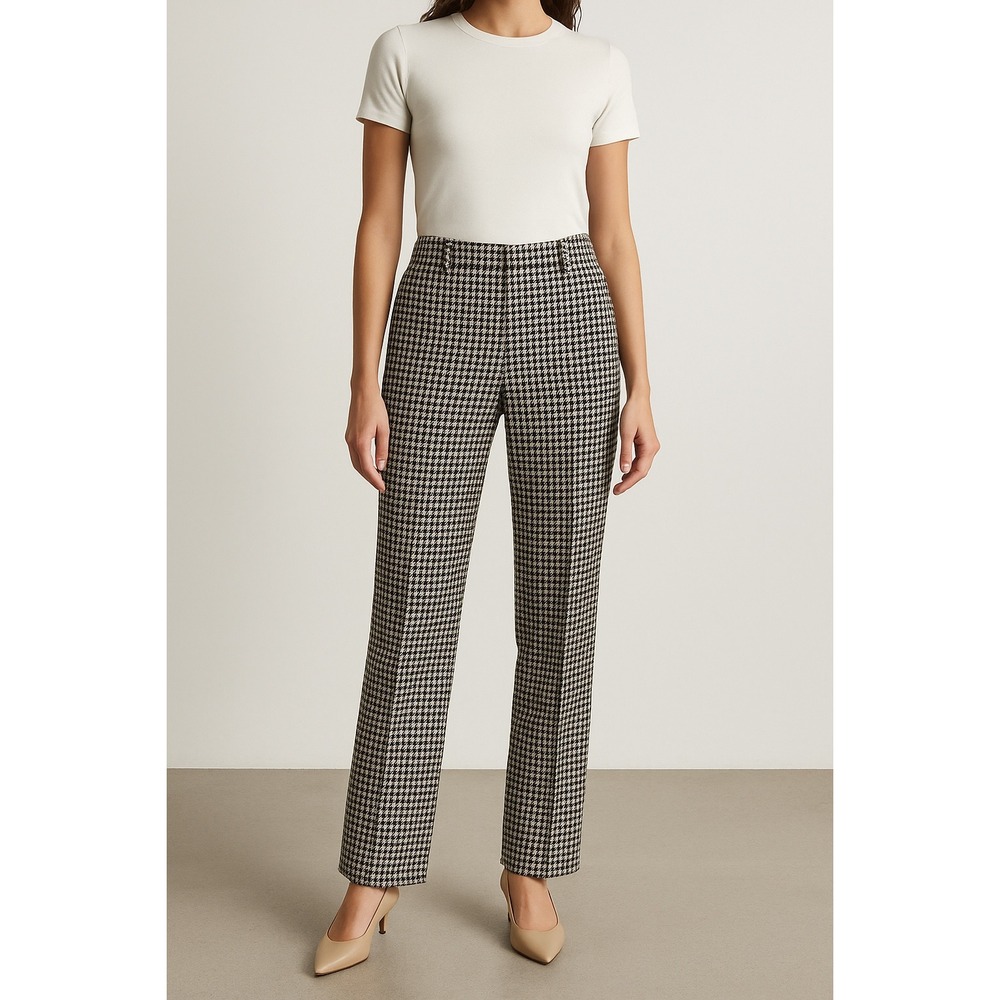 Vintage Lilli Ann Houndstooth Wool Pants Black White USA ILGWU 31" Waist Size 12